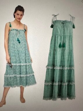 J. Crew  Tiered Scalloped Gingham Sundress